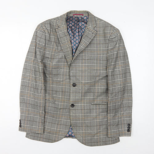 Next Men's Grey Plaid Blazer Jacket, 38 Short Length