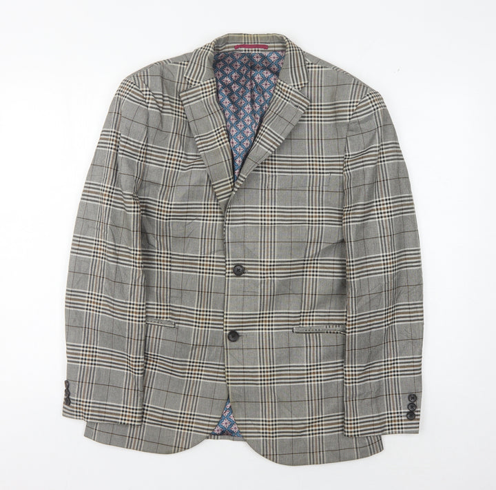 Next Men's Grey Plaid Blazer Jacket, 38 Short Length