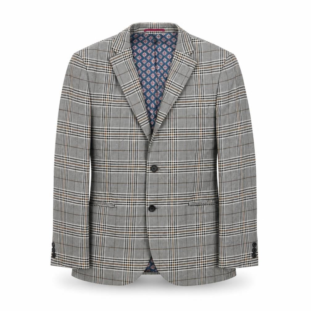 Next Men's Grey Plaid Blazer Jacket, 38 Short Length