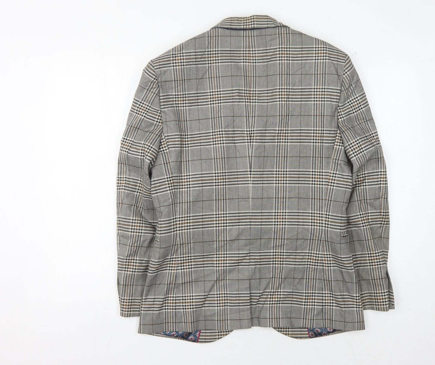 Next Men's Grey Plaid Blazer Jacket, 38 Short Length
