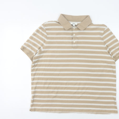 Marks & Spencer Men's Beige Striped 2XL Polo Shirt