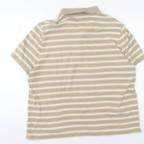 Marks & Spencer Men's Beige Striped 2XL Polo Shirt