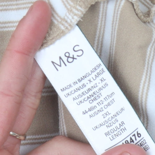 Marks & Spencer Men's Beige Striped 2XL Polo Shirt