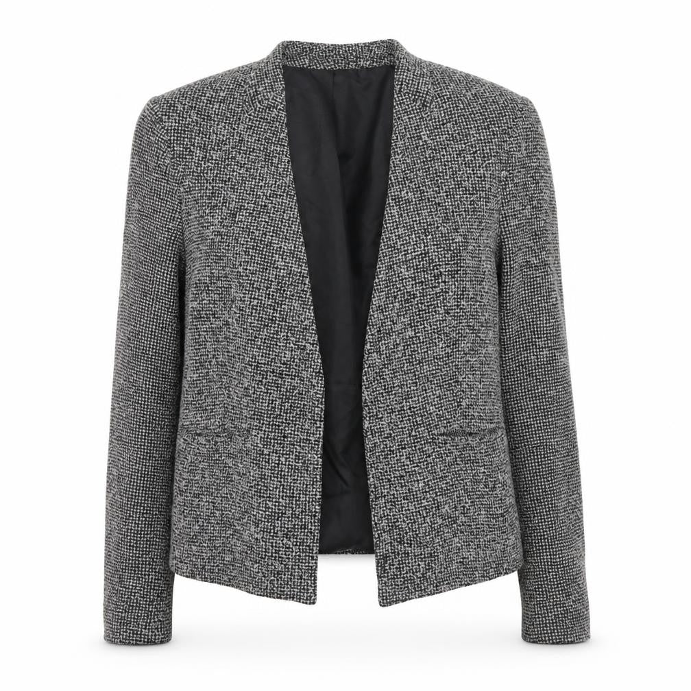 Front view of Topshop Women's Black Check Blazer, size 10