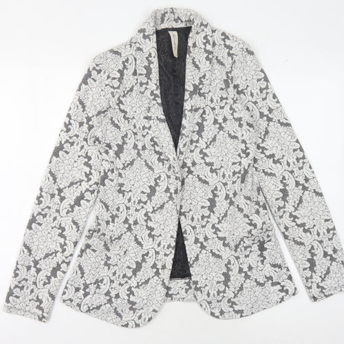 Next Women's Grey Ivory Floral Jumper Size 12