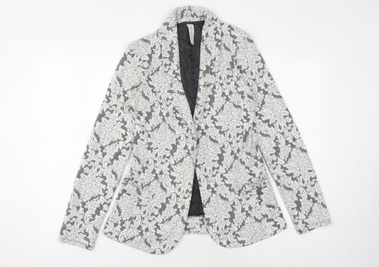 Front view of Next Women's Grey Ivory Floral Jumper, size 12