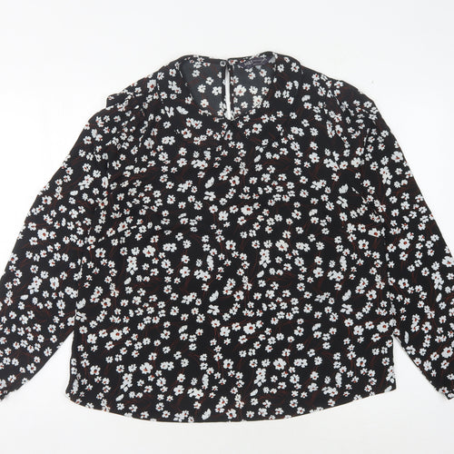 Marks and Spencer Women's Black Floral Blouse Size 14