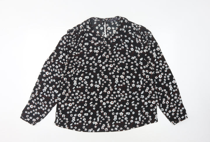 Marks and Spencer Women's Black Floral Blouse Size 14