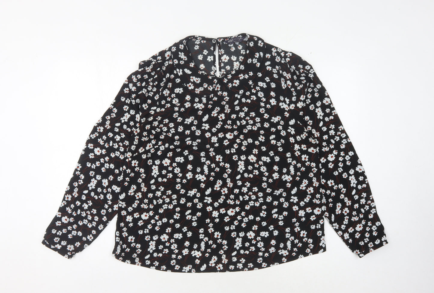 Marks and Spencer Women's Black Floral Blouse Size 14