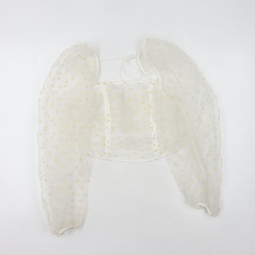 Topshop Women's White Polka Dot Cropped Blouse - Size 8