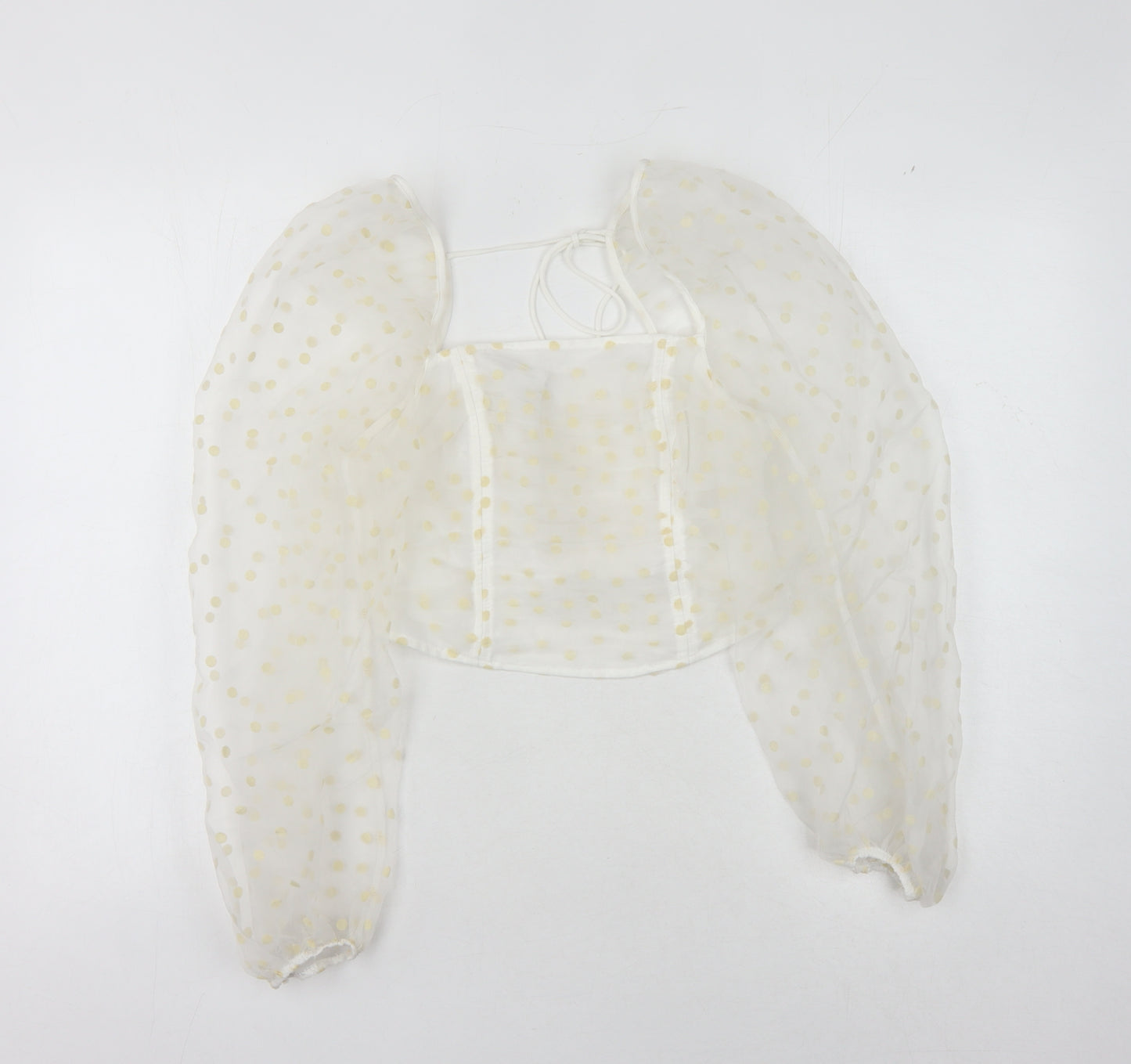 Topshop Women's White Polka Dot Cropped Blouse - Size 8
