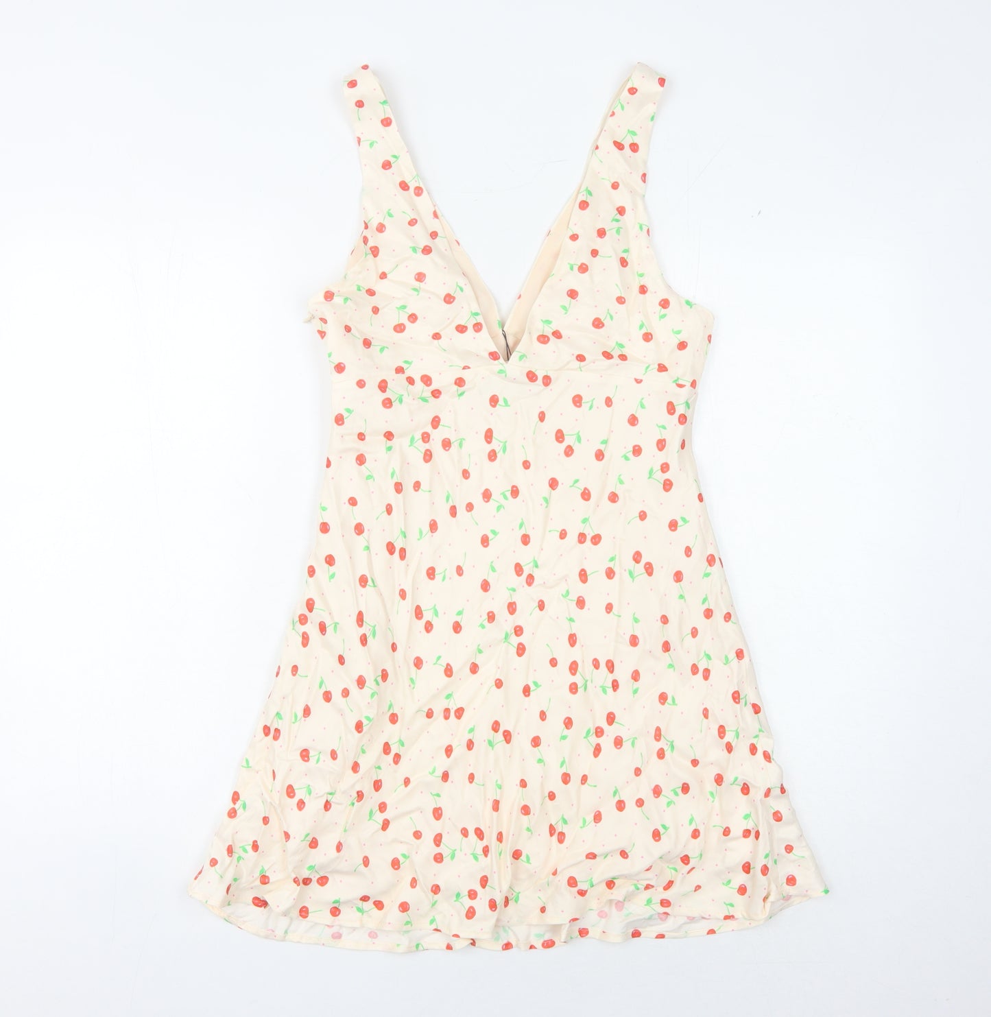 Zara Women's Floral V-Neck Dress M Multicoloured