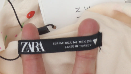 Zara Women's Floral V-Neck Dress M Multicoloured