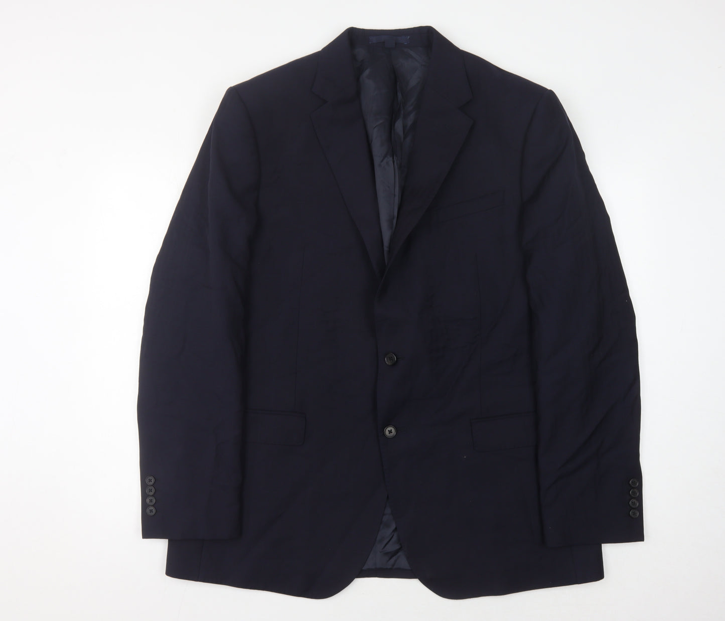 Marks and Spencer Men's Blue Wool Jacket, 44 Regular
