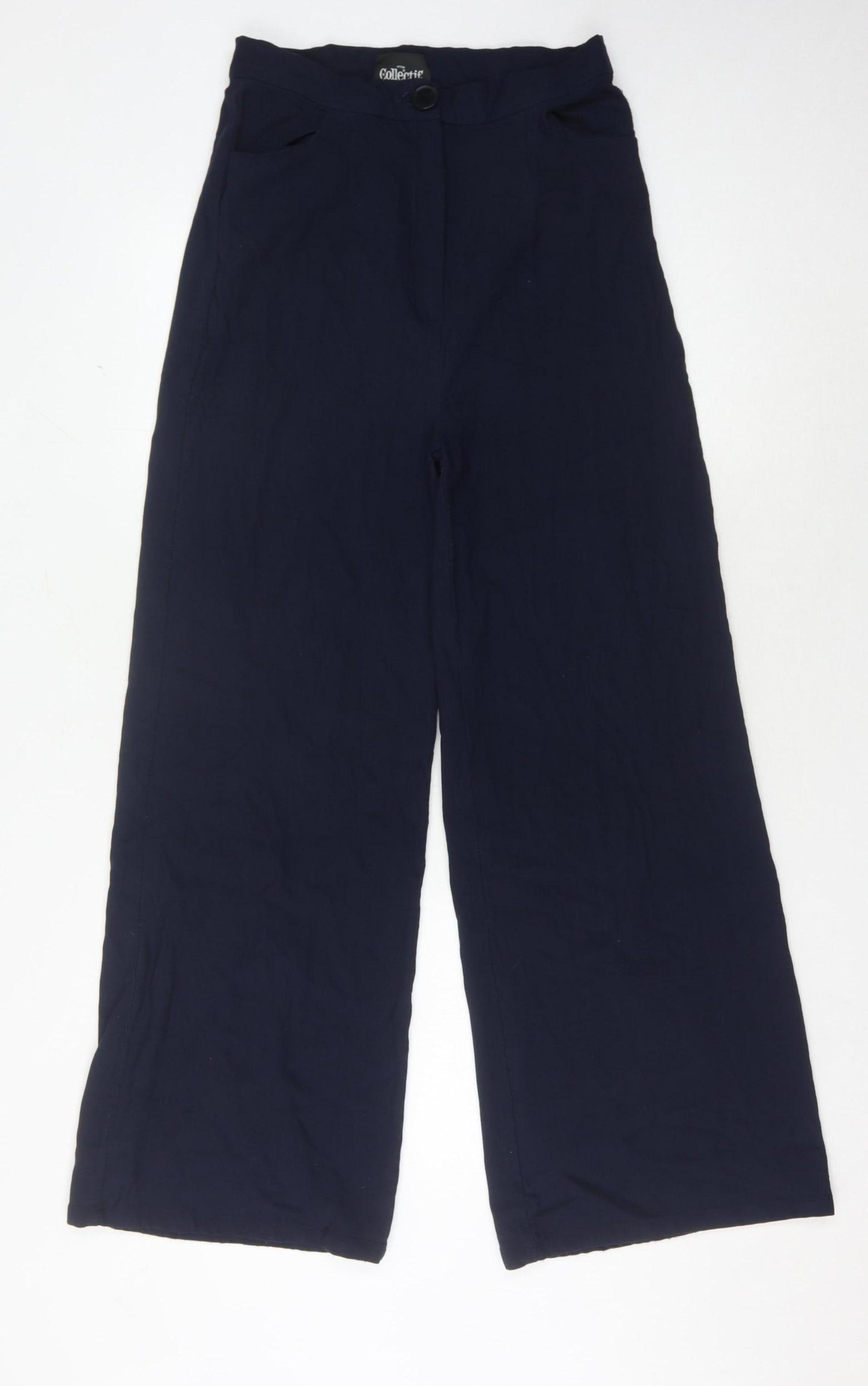 Collectif Women's Blue Wide-Leg Trousers Size 12