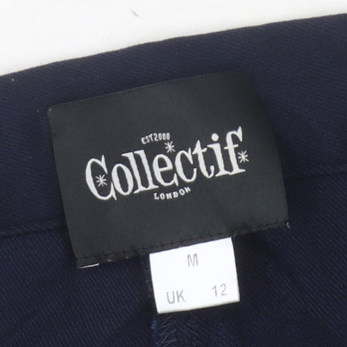 Collectif Women's Blue Wide-Leg Trousers Size 12