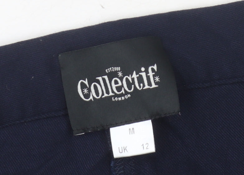 Collectif Women's Blue Wide-Leg Trousers Size 12