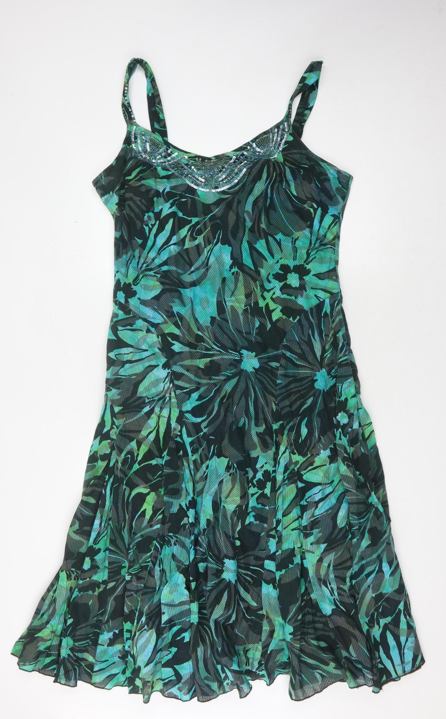 Per Una Women's Green Floral Slip Dress Size 18
