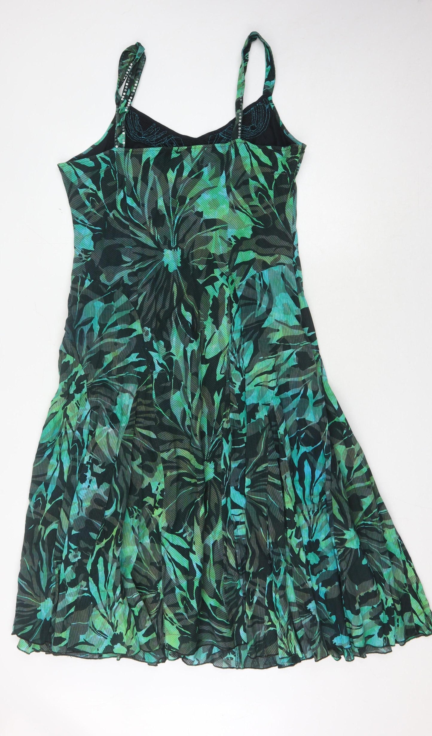 Per Una Women's Green Floral Slip Dress Size 18