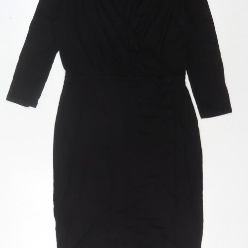 H&M Women's Black Dress, Size S, 3/4 Sleeve, Cotton Blend