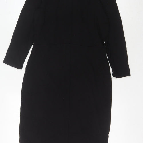 H&M Women's Black Dress, Size S, 3/4 Sleeve, Cotton Blend