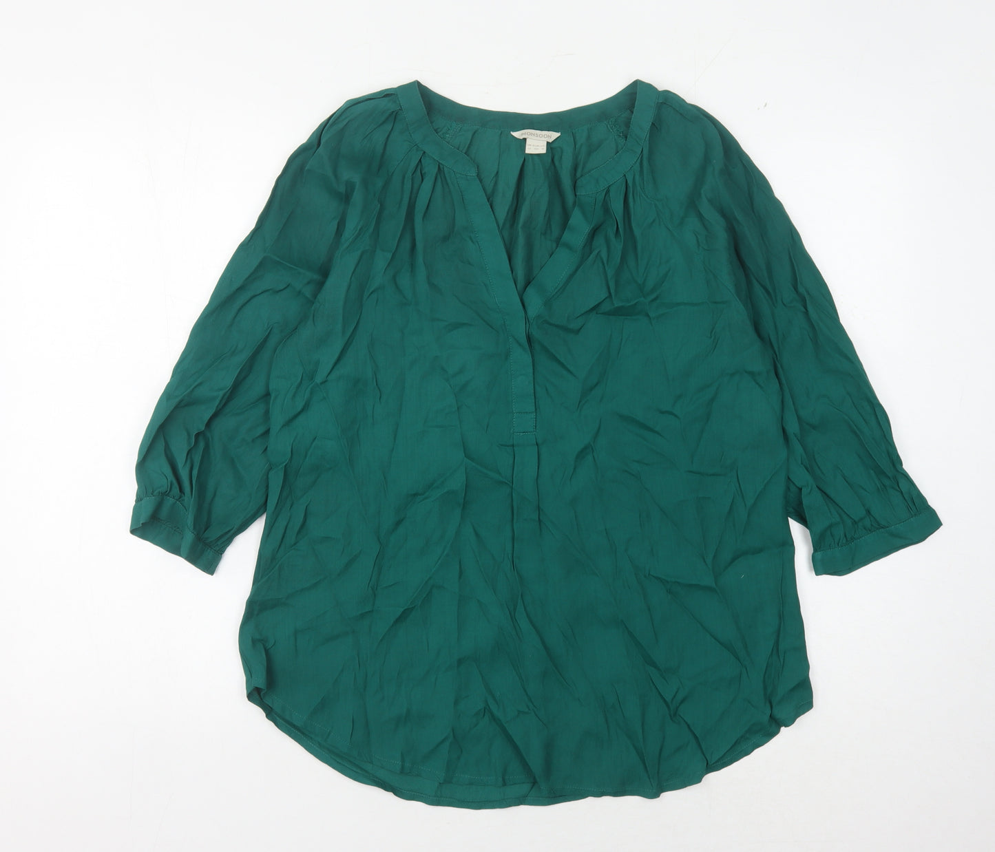 Monsoon Women's Green 3/4 Sleeve Blouse, Size 12