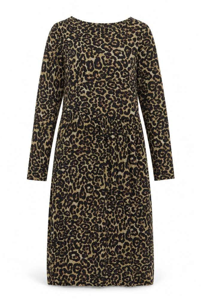 Front view of Soaked in Luxury Women's Leopard Shift Dress M