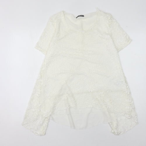 Quiz Women's Ivory Floral Lace Top Size 14