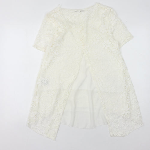 Quiz Women's Ivory Floral Lace Top Size 14