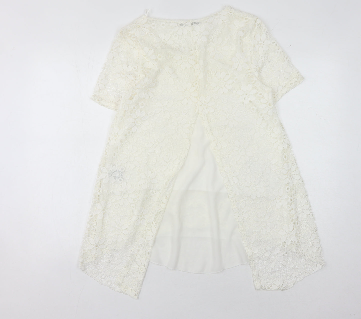 Quiz Women's Ivory Floral Lace Top Size 14