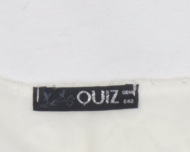 Quiz Women's Ivory Floral Lace Top Size 14