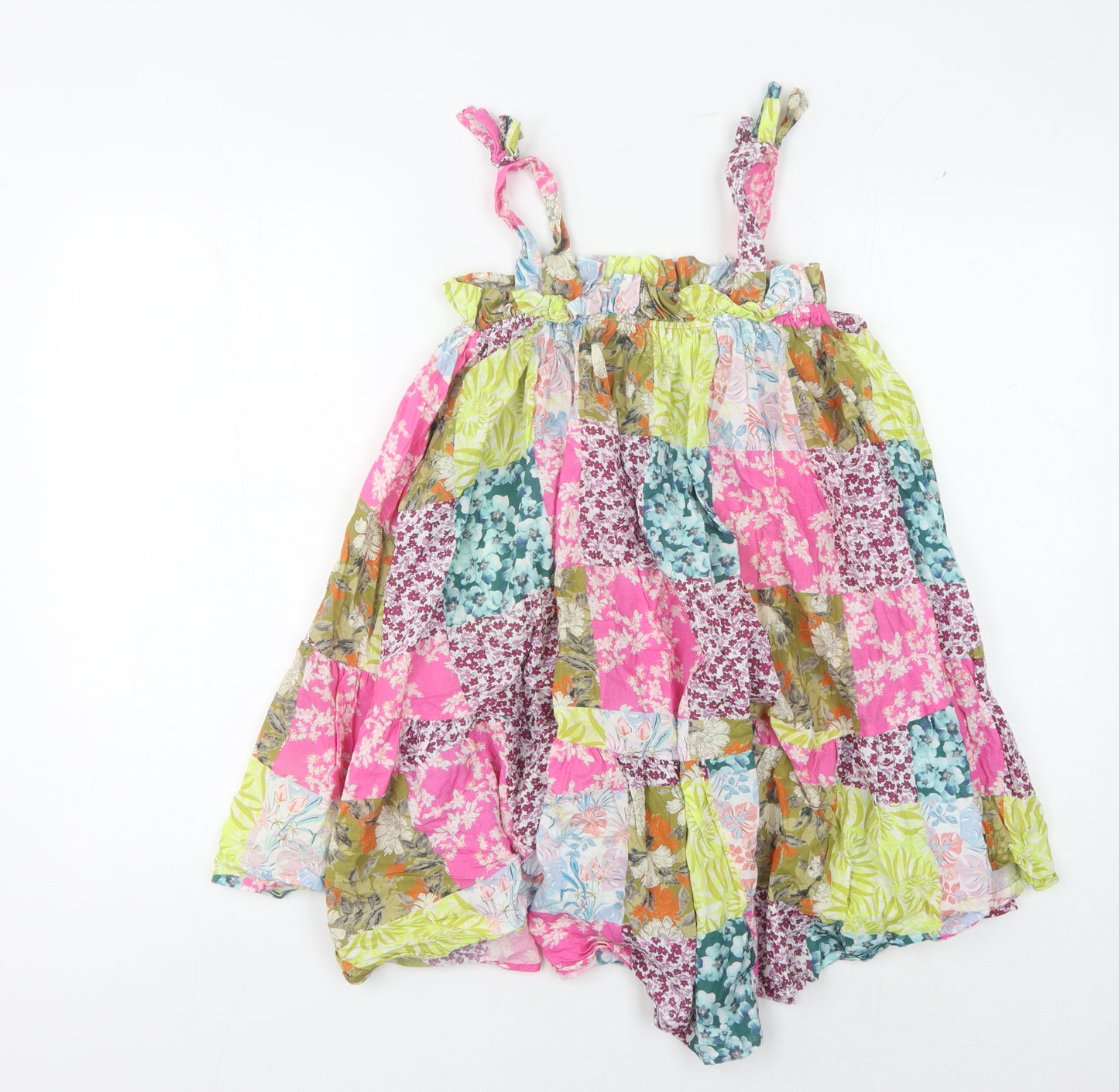 Next Girls Multicoloured Floral Patchwork Dress 8 Years Cotton