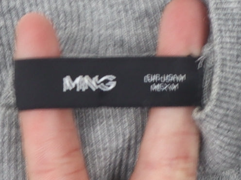 MNG Women's Grey Knit Wool High Neck Tee - Size S