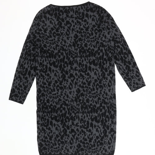 Monsoon Women's Black Grey Animal Print Knit Dress