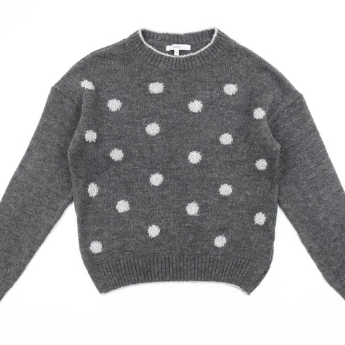 Next Women's Grey Chunky-Knit Polka Dot Jumper XS