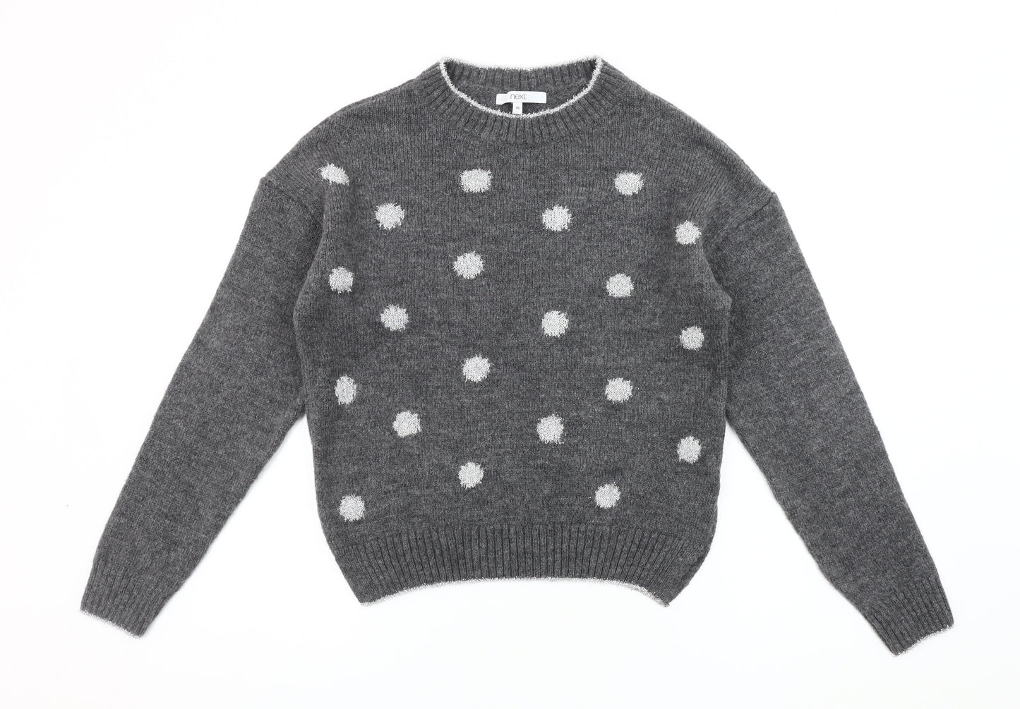 Next Women's Grey Chunky-Knit Polka Dot Jumper XS