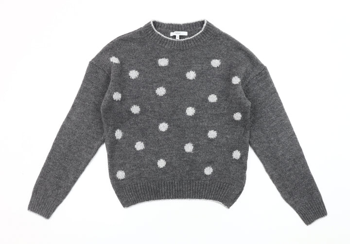 Next Women's Grey Chunky-Knit Polka Dot Jumper XS