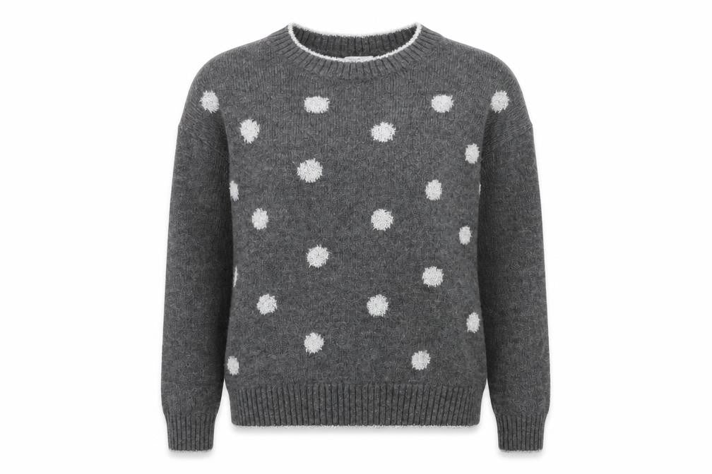 Front view of Next Women's Grey Chunky-Knit Polka Dot Jumper XS