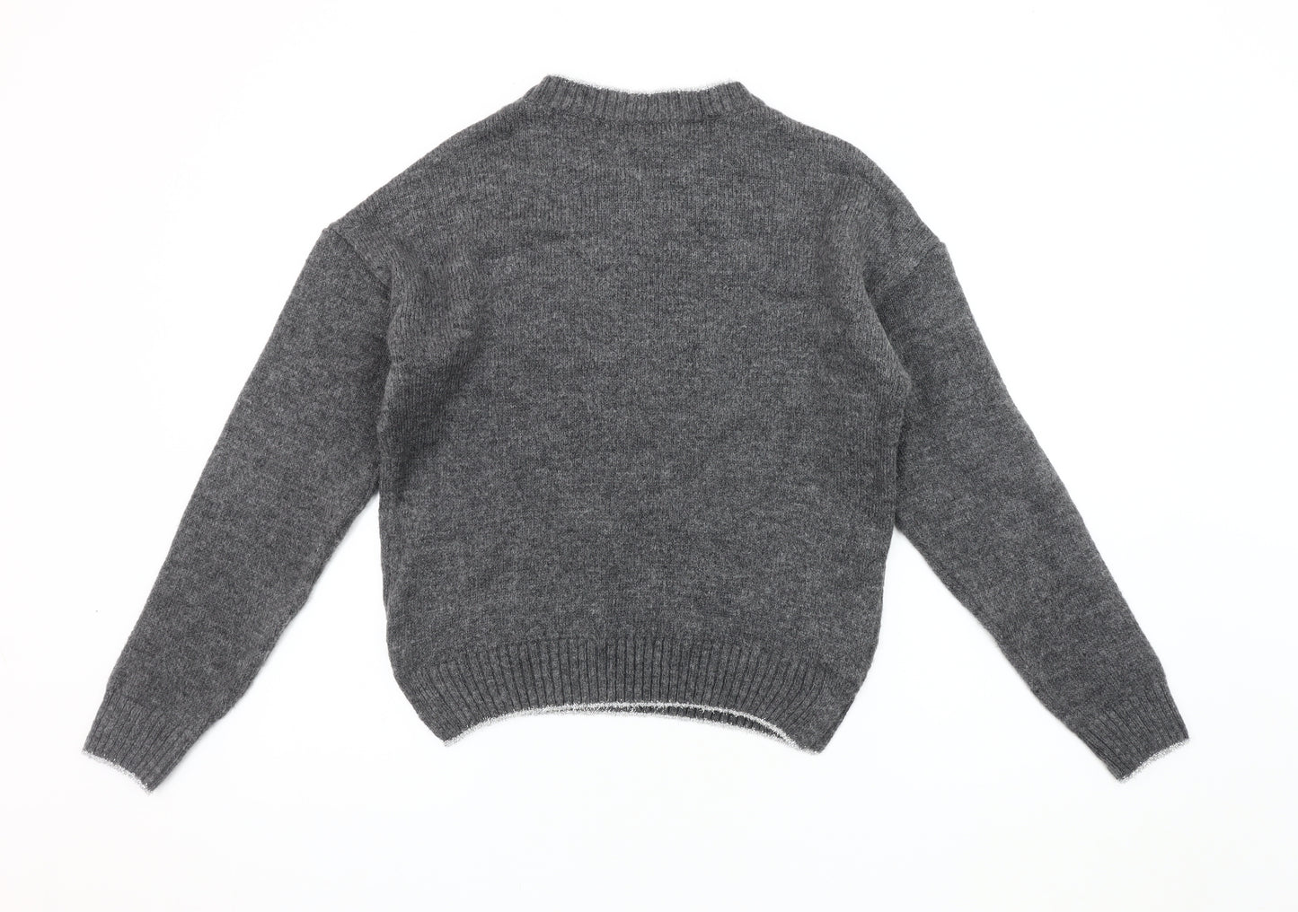 Next Women's Grey Chunky-Knit Polka Dot Jumper XS