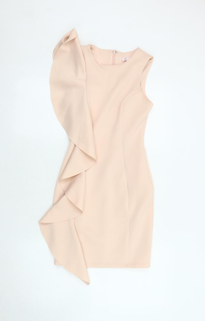 Miss Selfridge Petites Beige Bodycon Dress UK 4