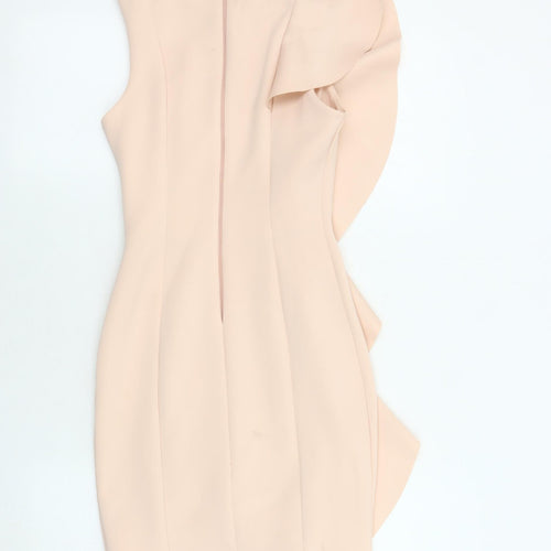 Miss Selfridge Petites Beige Bodycon Dress UK 4