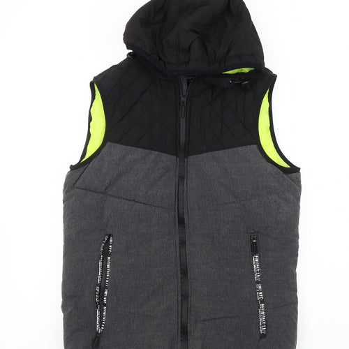Chapter Men's Black Puffer Hooded Waistcoat S