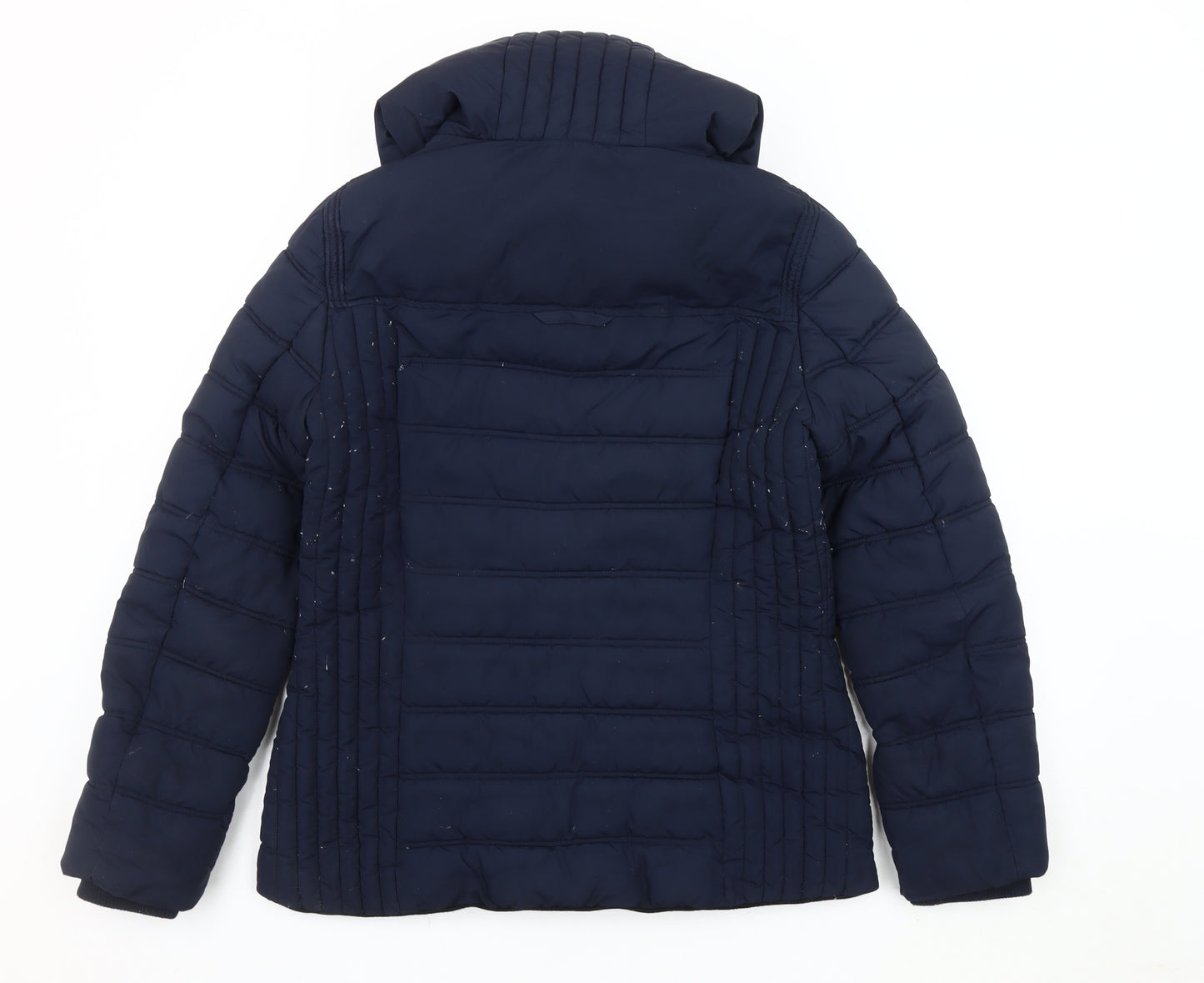 EDC Women's Blue Puffer Jacket M Hooded Zipped Pockets