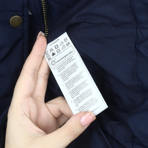 EDC Women's Blue Puffer Jacket M Hooded Zipped Pockets