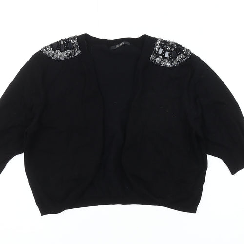 Dunnes Women's Black Beaded Open Front Cardigan M