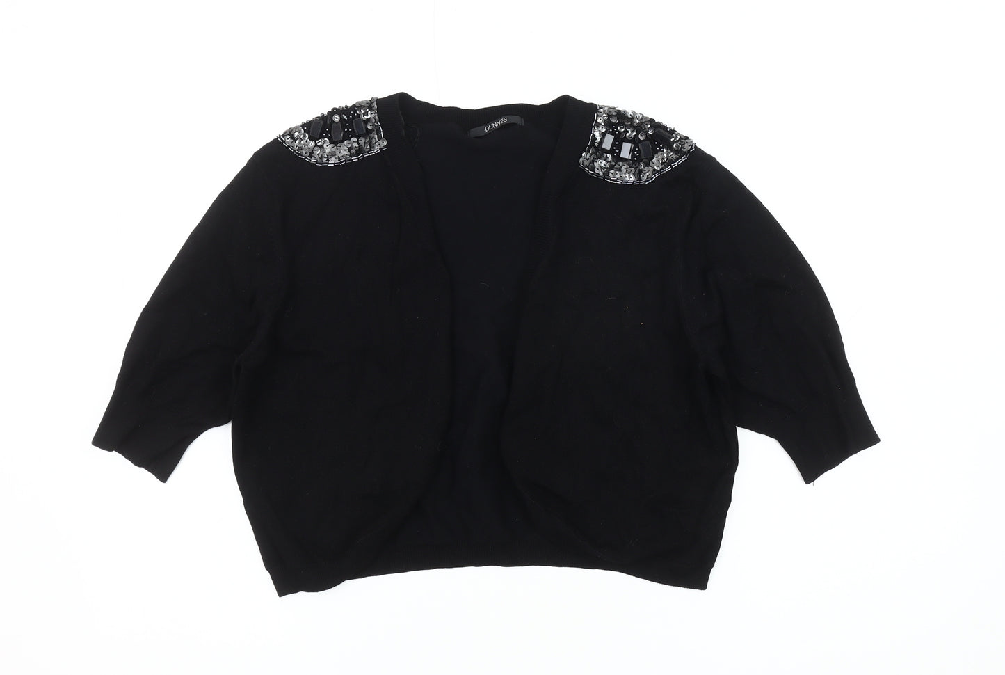 Dunnes Women's Black Beaded Open Front Cardigan M