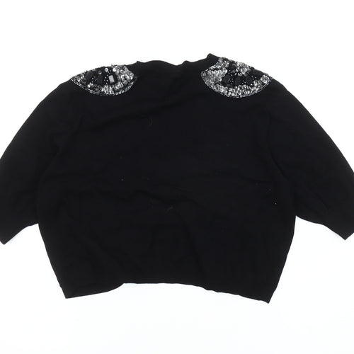 Dunnes Women's Black Beaded Open Front Cardigan M