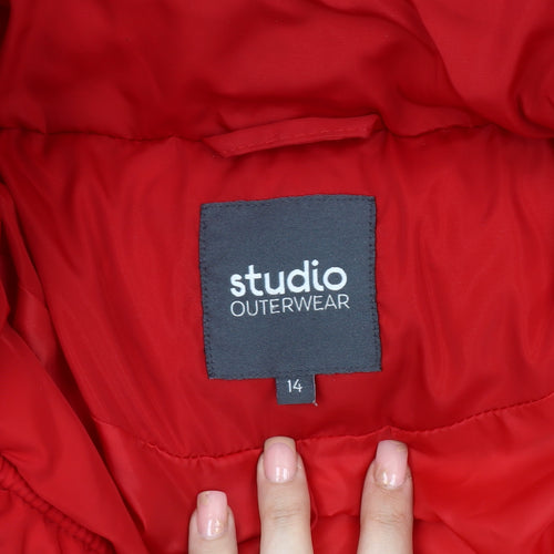 Studio Outerwear Red Women's Puffer Jacket Coat Size 14