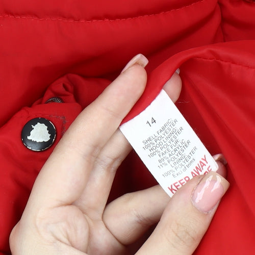 Studio Outerwear Red Women's Puffer Jacket Coat Size 14