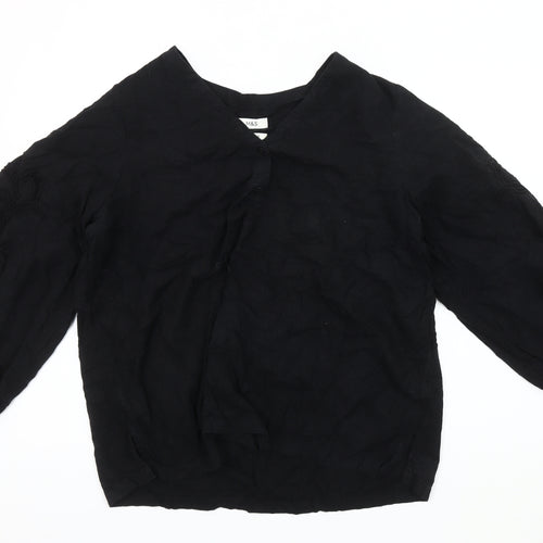 Marks and Spencer Black Linen Blend Blouse for Women - Size 18